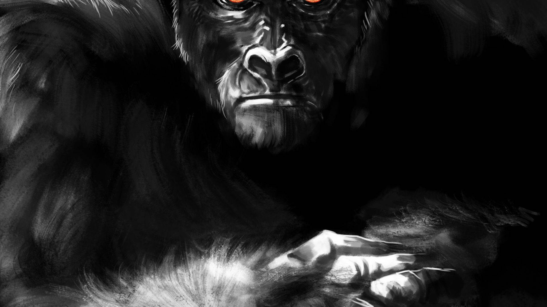 Gorilla Grayscale Art Background