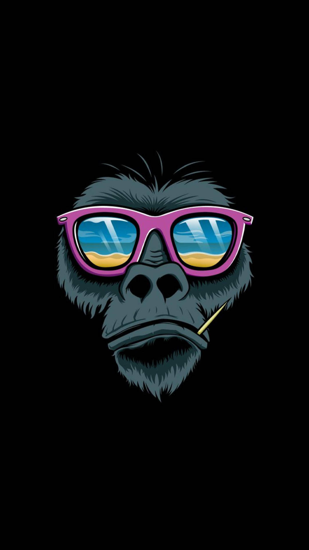 Gorilla Iphone With Pink Sunglasses Background