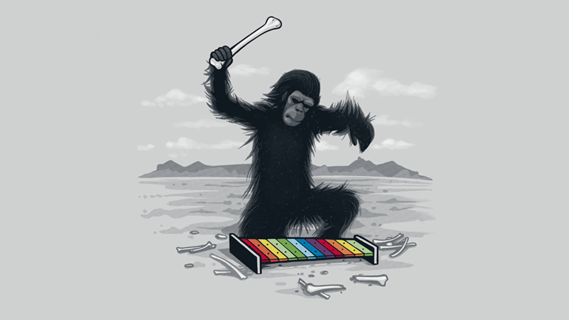 Gorilla Playing Xylophone Art Background