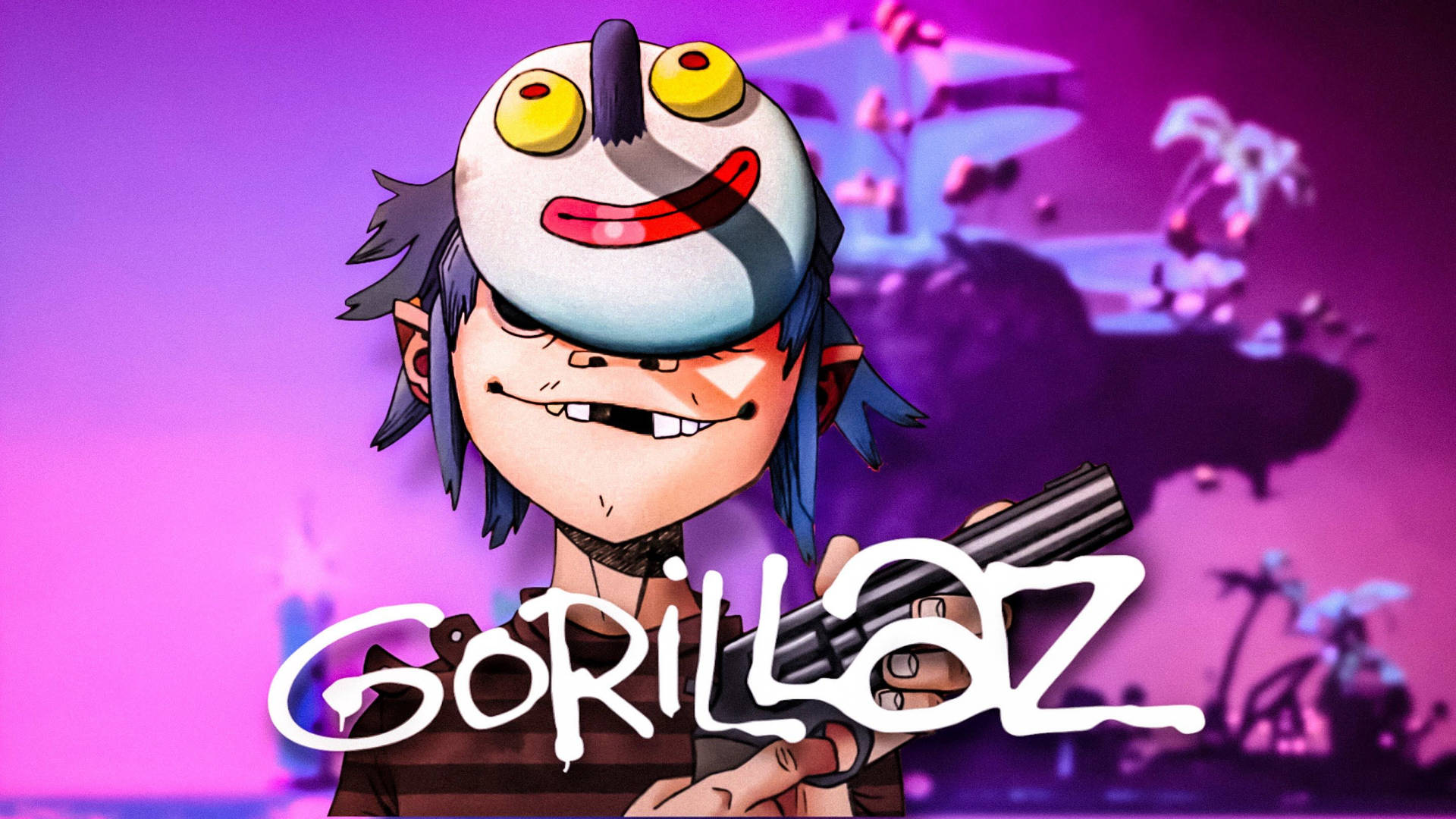 Gorillaz 2-d Stylo Mask Background