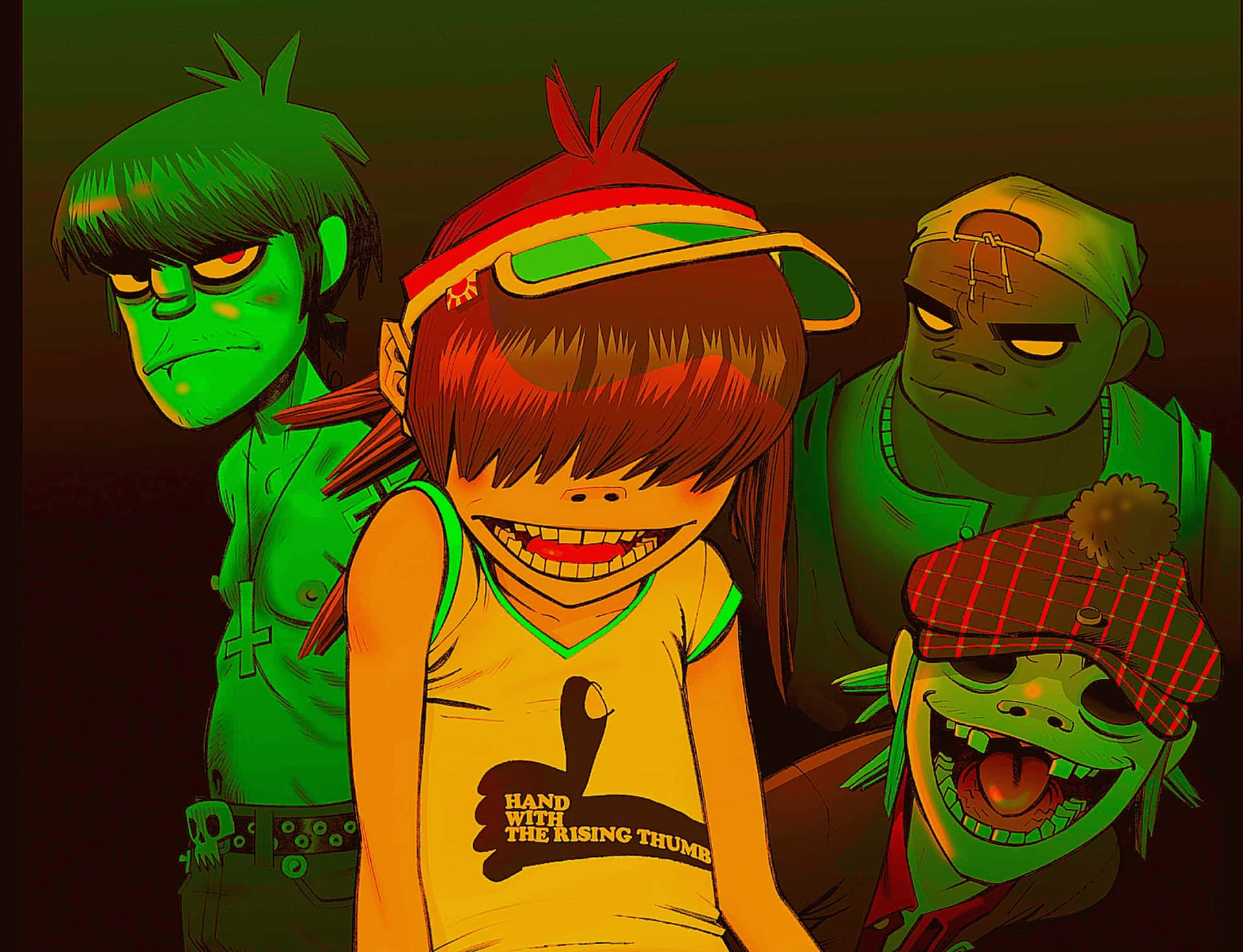 Gorillaz 4k Neon Aesthetic Background