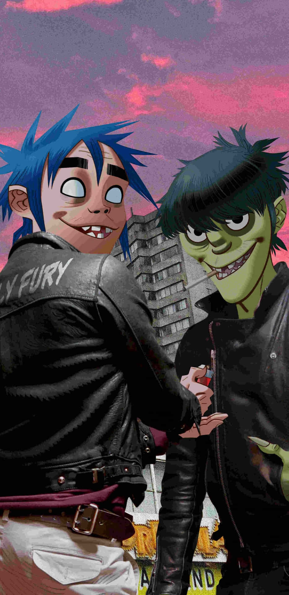 Gorillaz Iphone 2d And Murdoc Leather Jackets Background