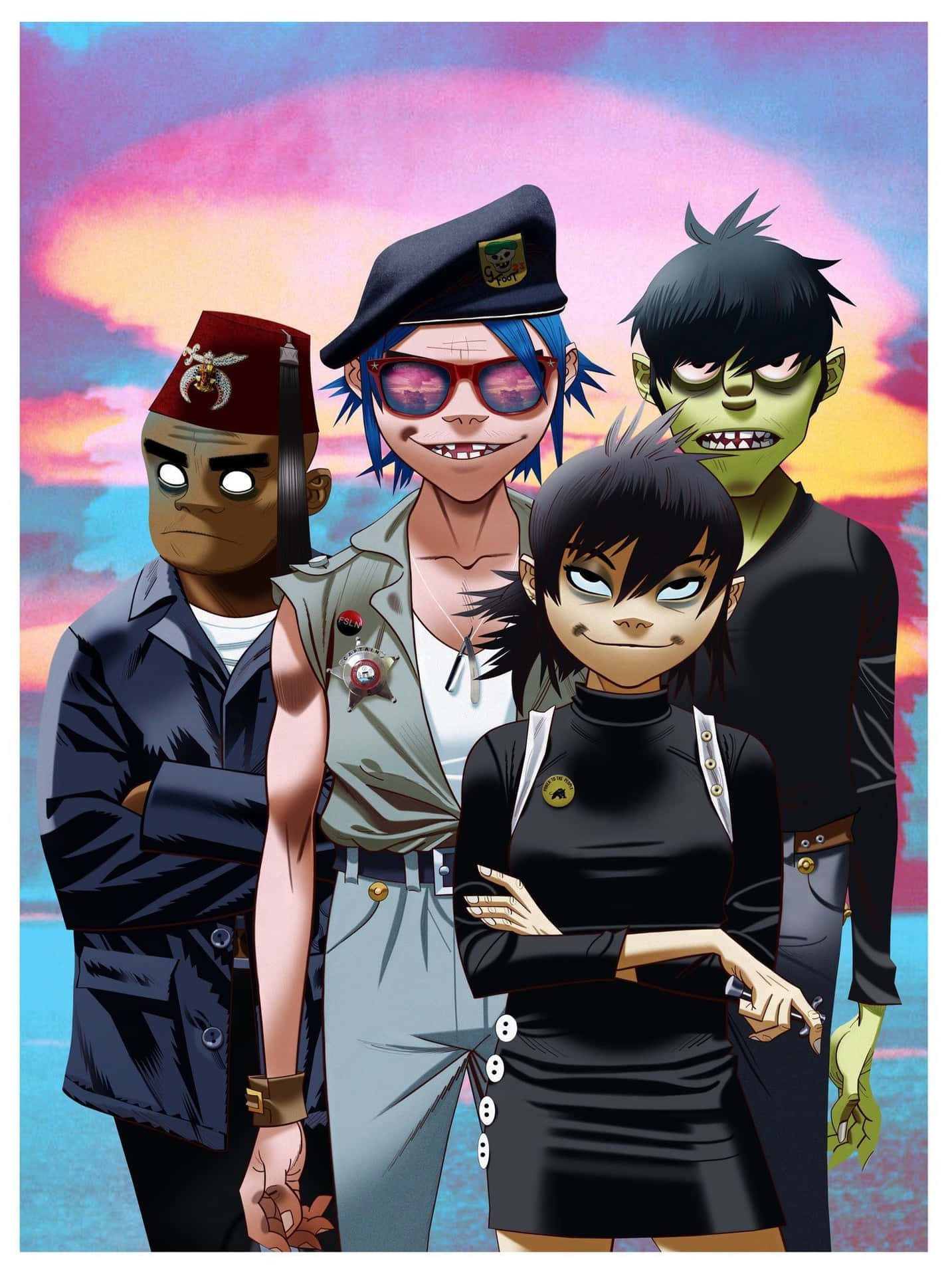 Gorillaz Iphone Band Members At The Beach Background