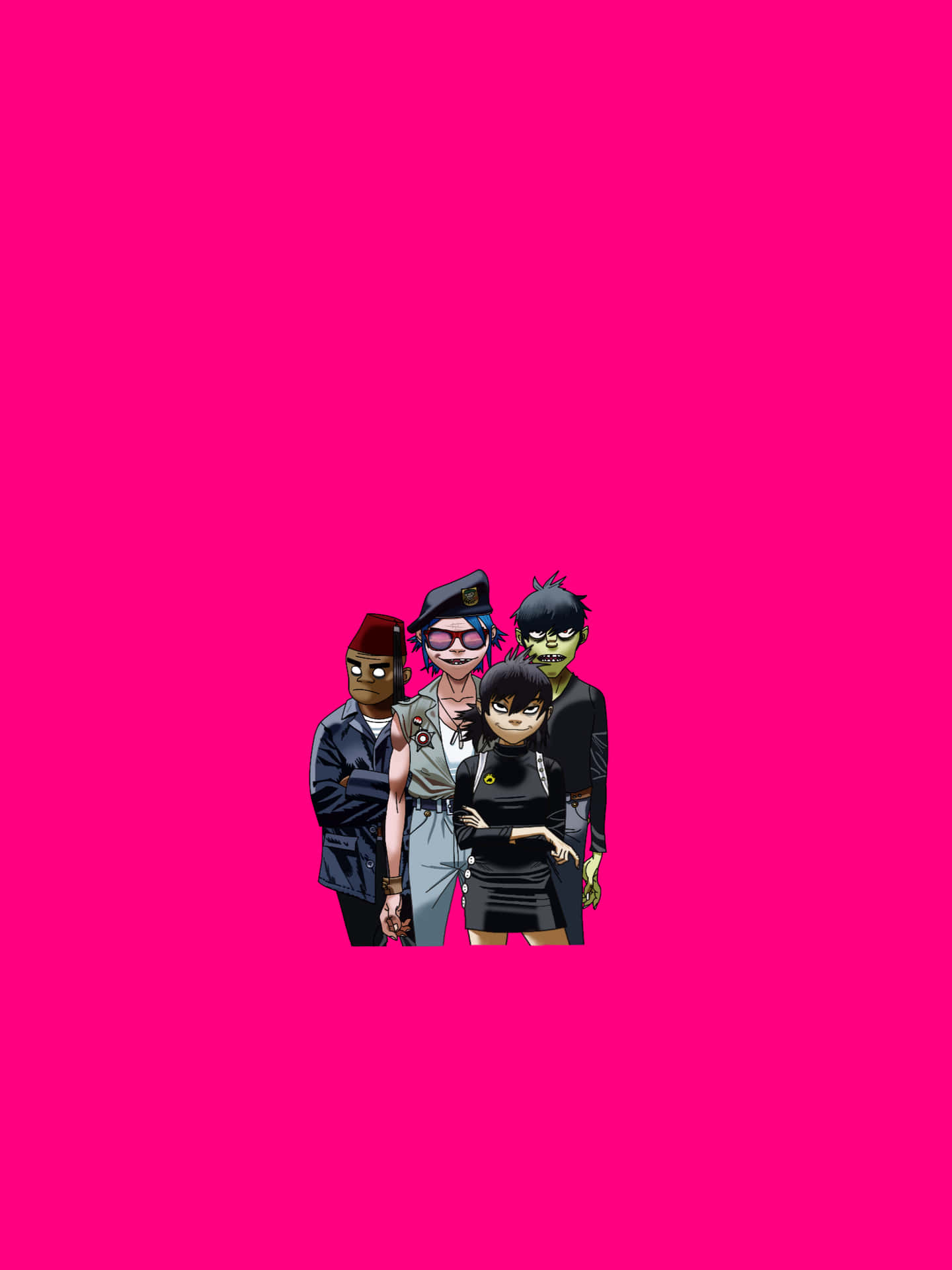 Gorillaz Iphone Band Members Pink Background