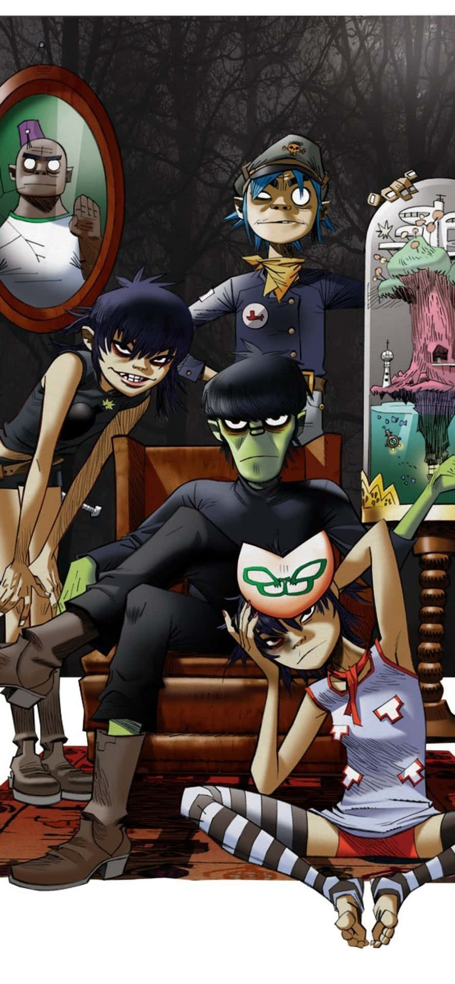 Gorillaz Iphone Fanart With Murdoc At The Center Background