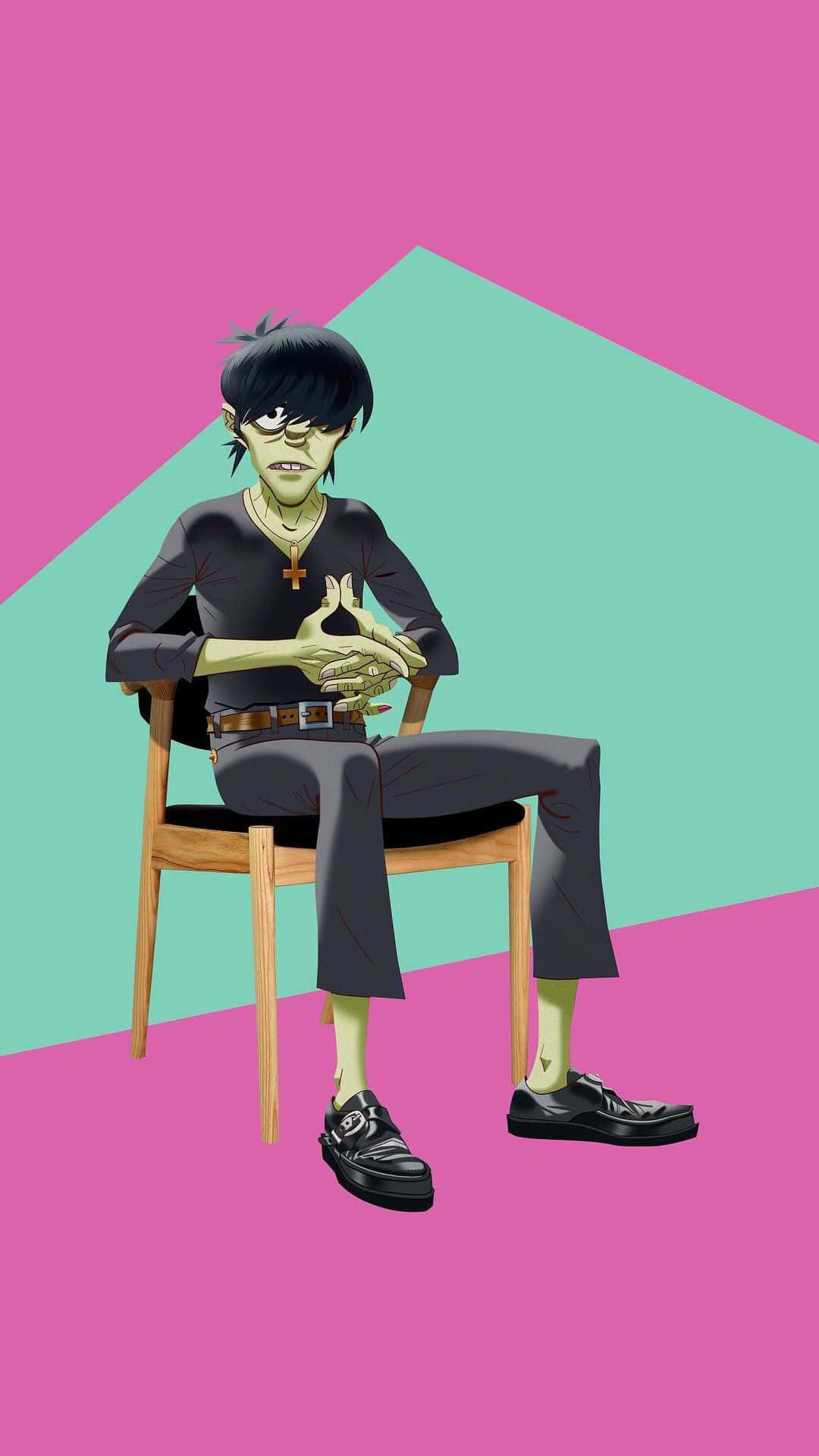 Gorillaz Iphone Murdoc Pink And Blue Background
