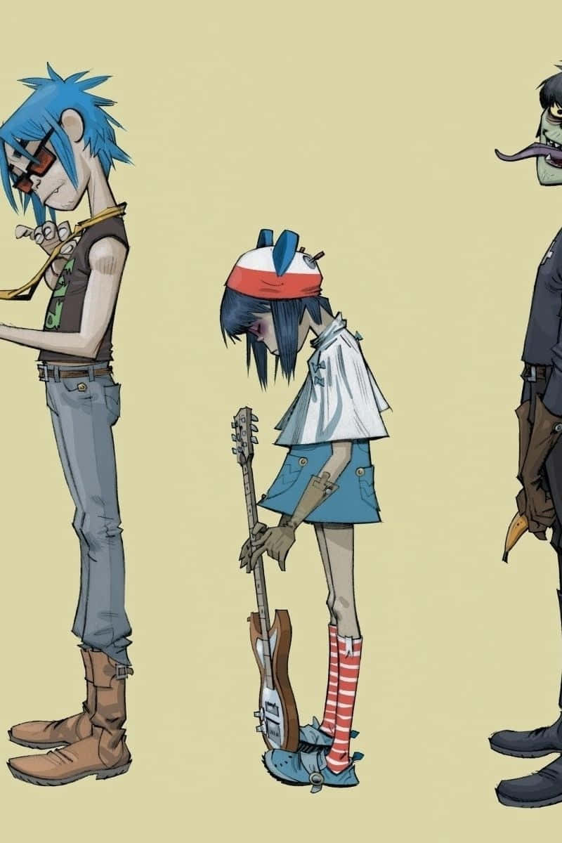 Gorillaz Iphone Noodle Bowing Down At Her Guitar Background