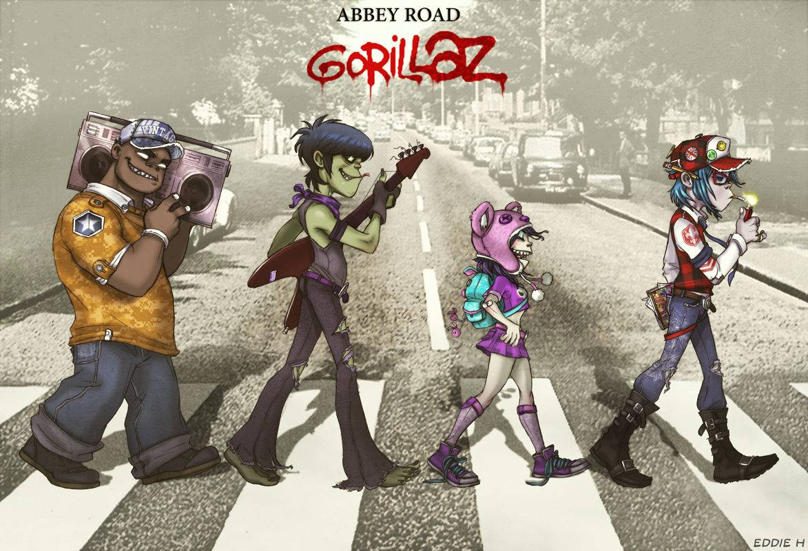 Gorillaz On Abbey Road Background