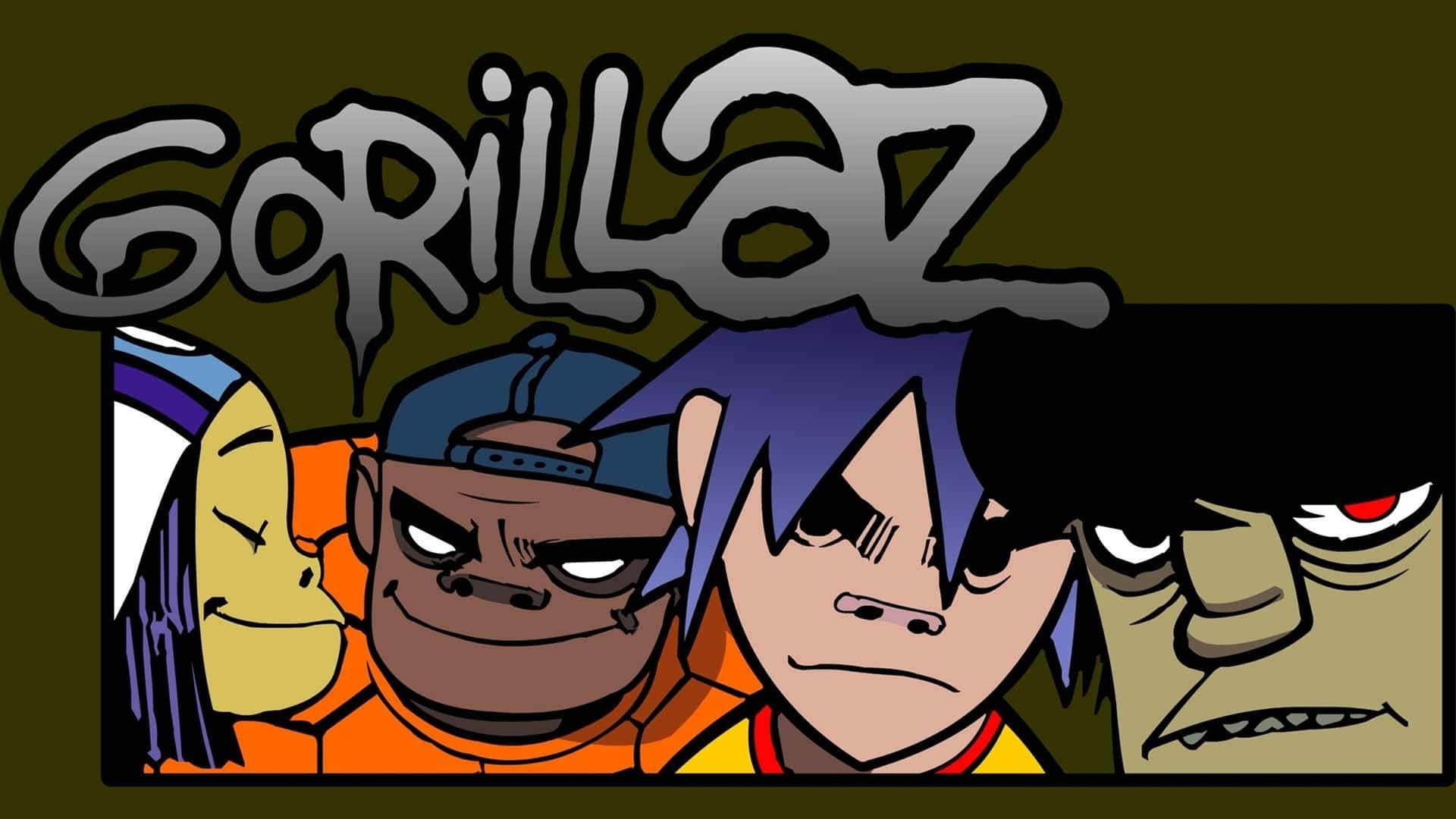 Gorillaz's Virtual Band Members - 2d, Murdoc, Noodle And Russel - As Illustrated In Hd 4k Glory. Background