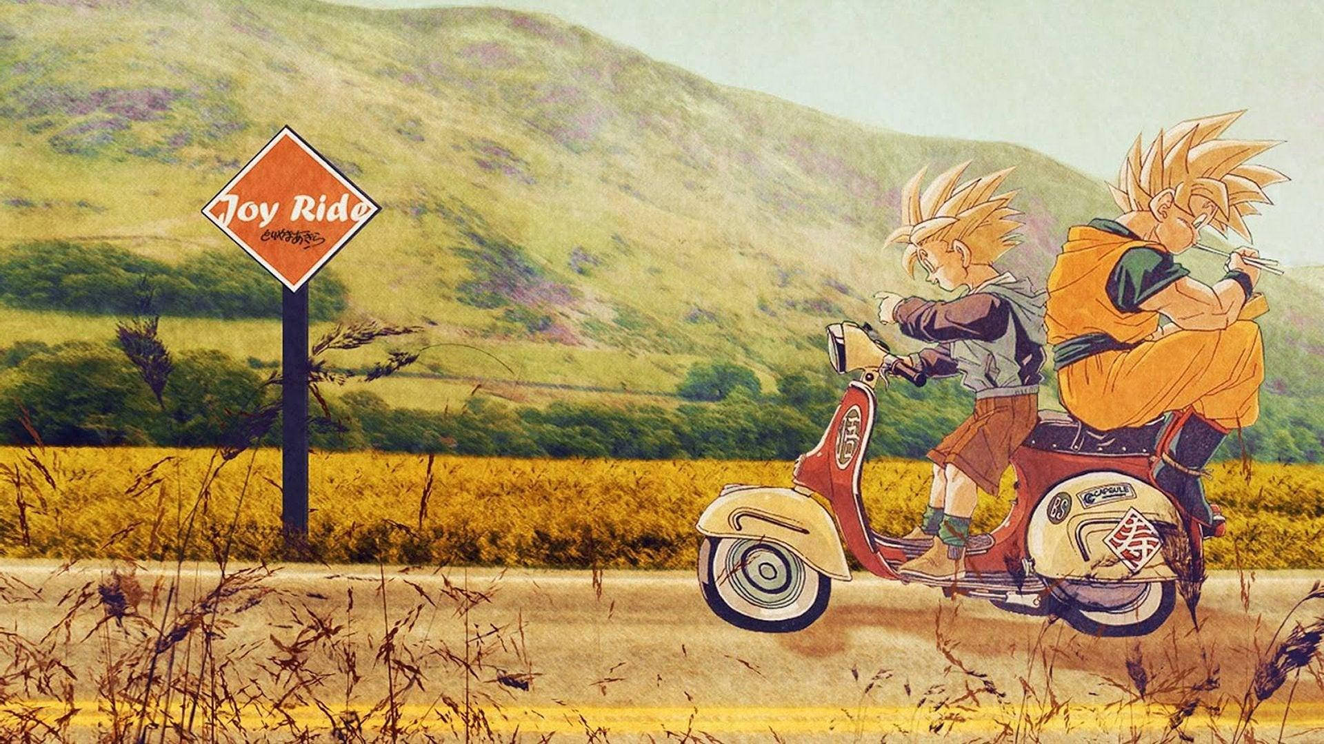Goten And Gohan Scooter Background
