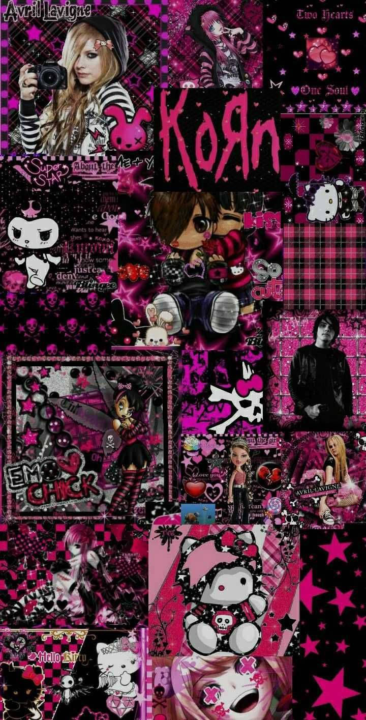 Goth Aesthetic Pink Cute Digital Collage Background