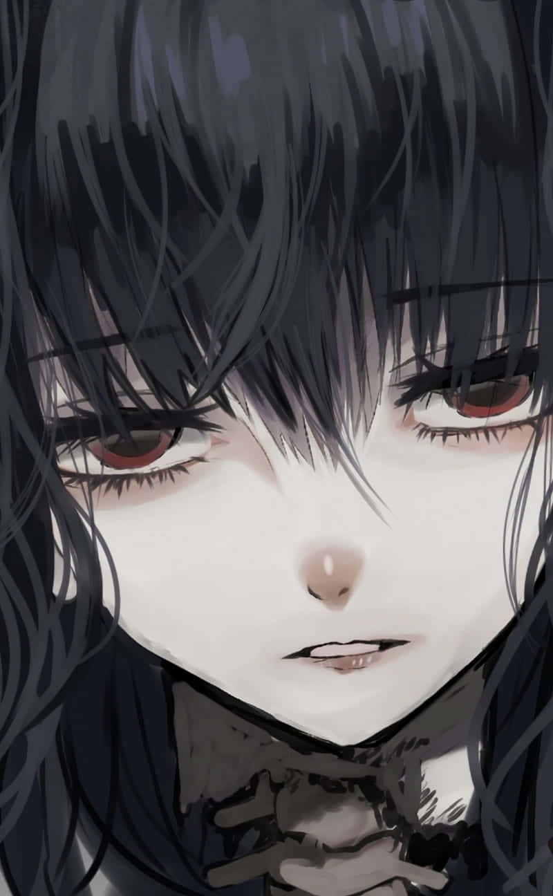 Goth Anime Girl With Bony Neck Background