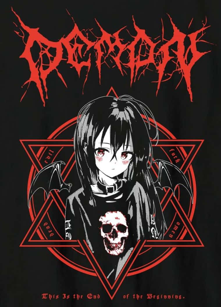 Goth Anime Girl With Demon Bat Wings Background