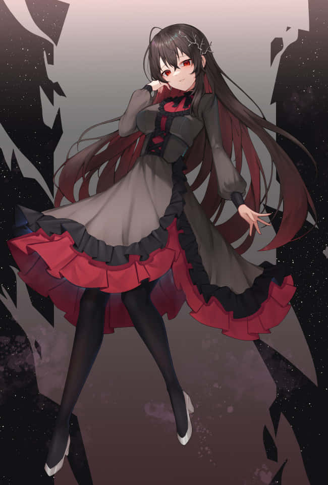 Goth Anime Girl With Striking Red Eyes Background