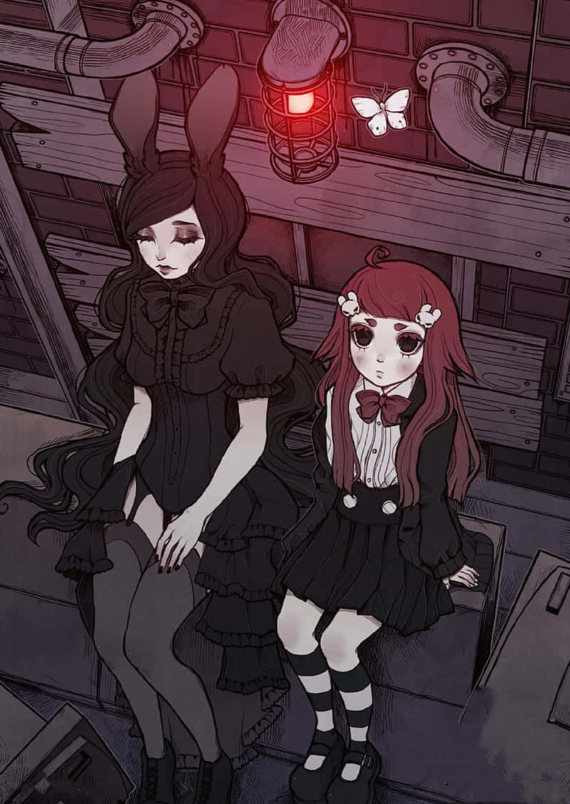 Goth Anime Girls Wonder And Tsuki Background