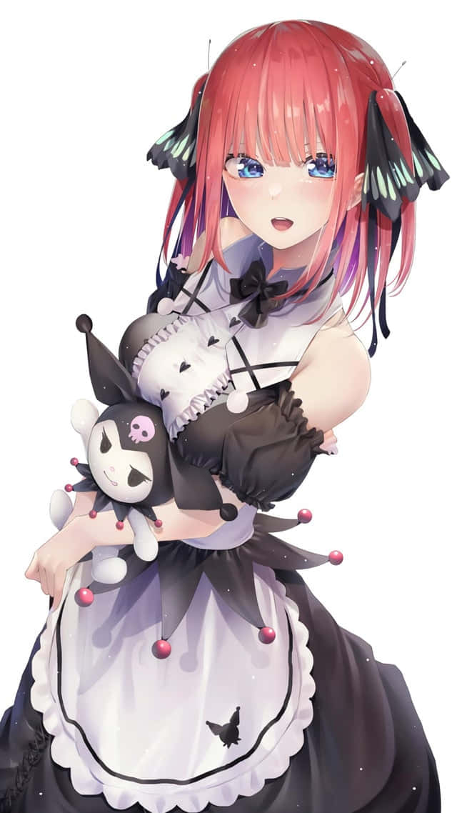 Goth Anime Style: Nino Nakano's Striking Maid Outfit Background