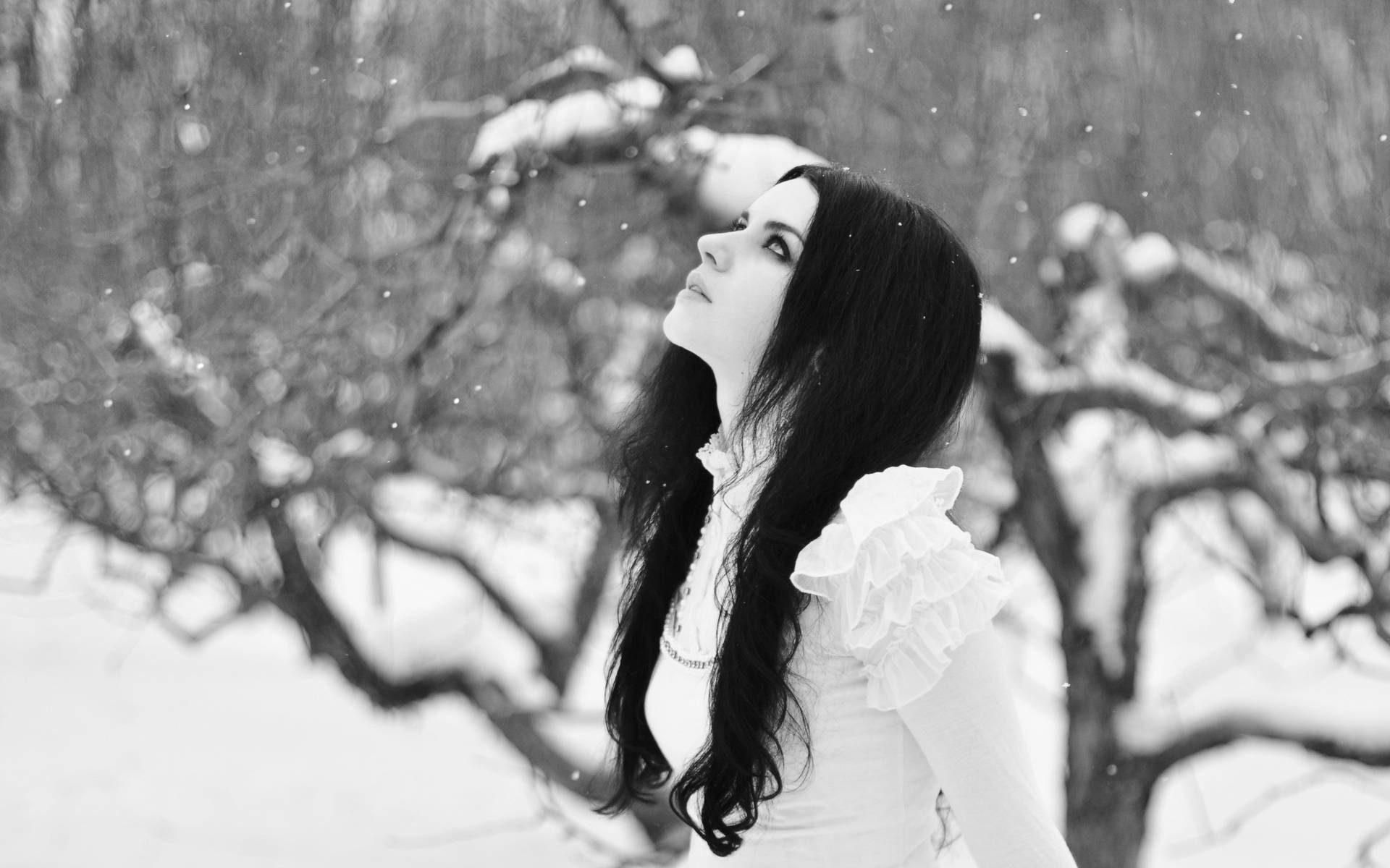 Goth Girl In Snow Background