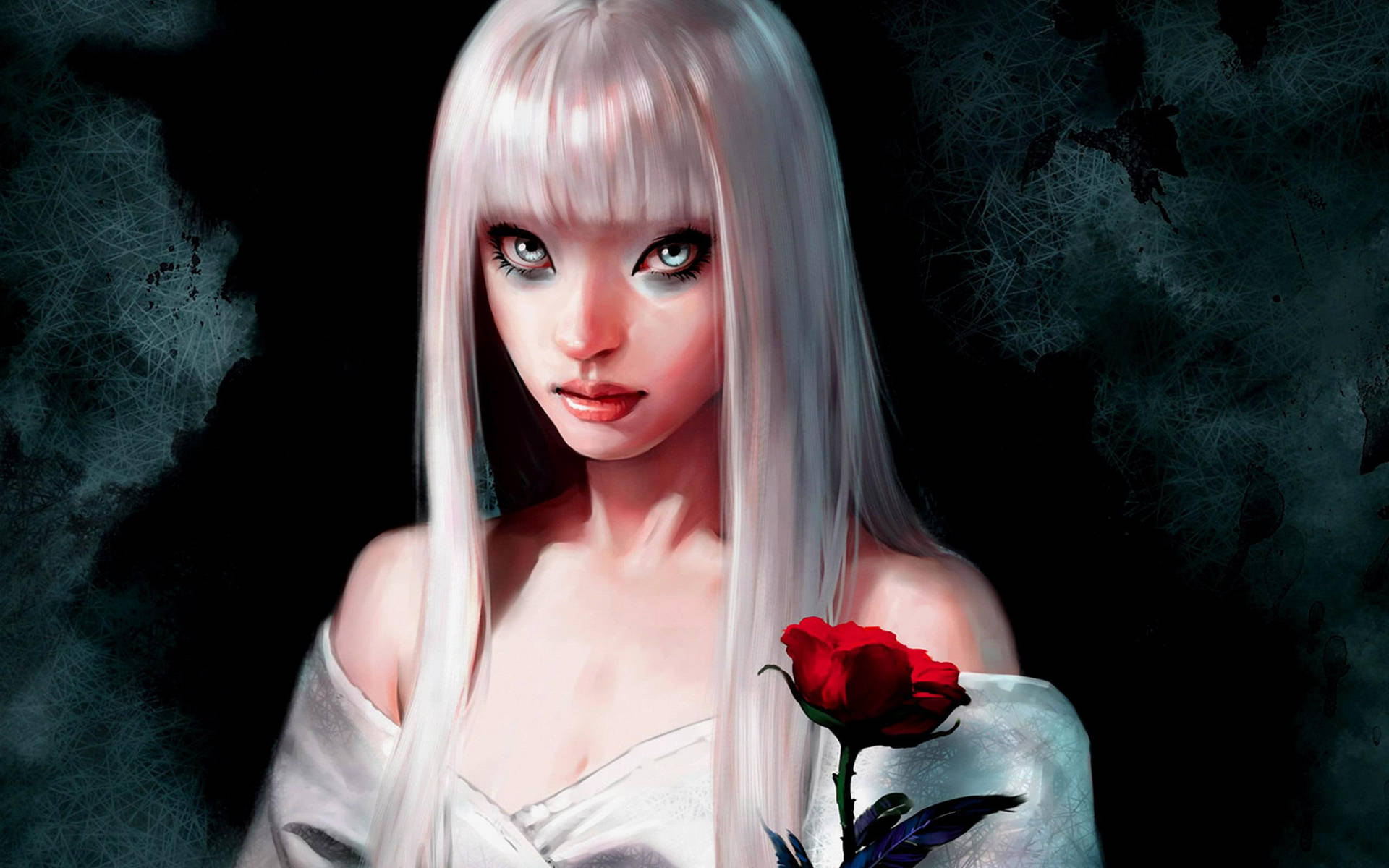 Goth Girl With Rose Background