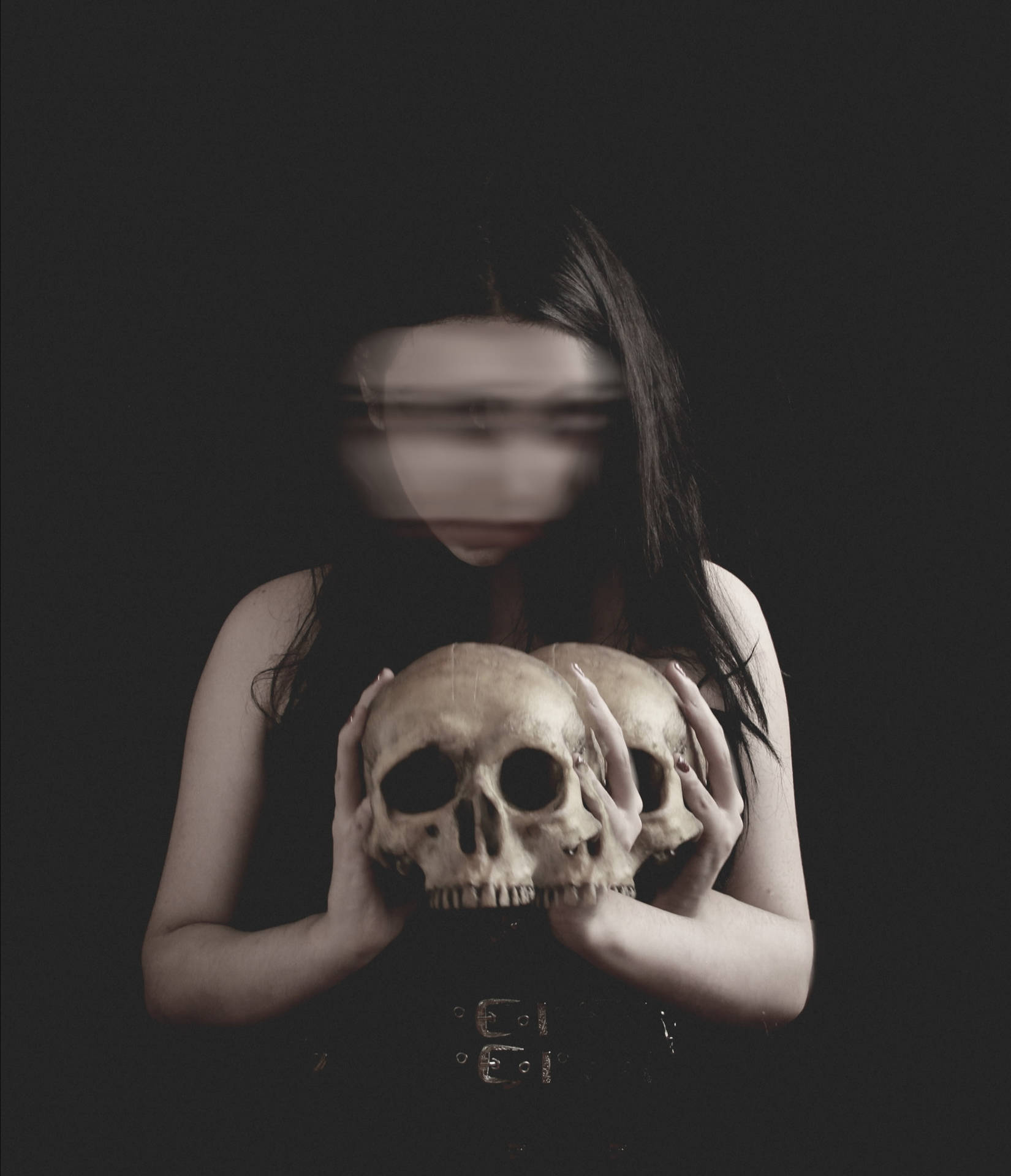 Goth Girl With Skeleton Background