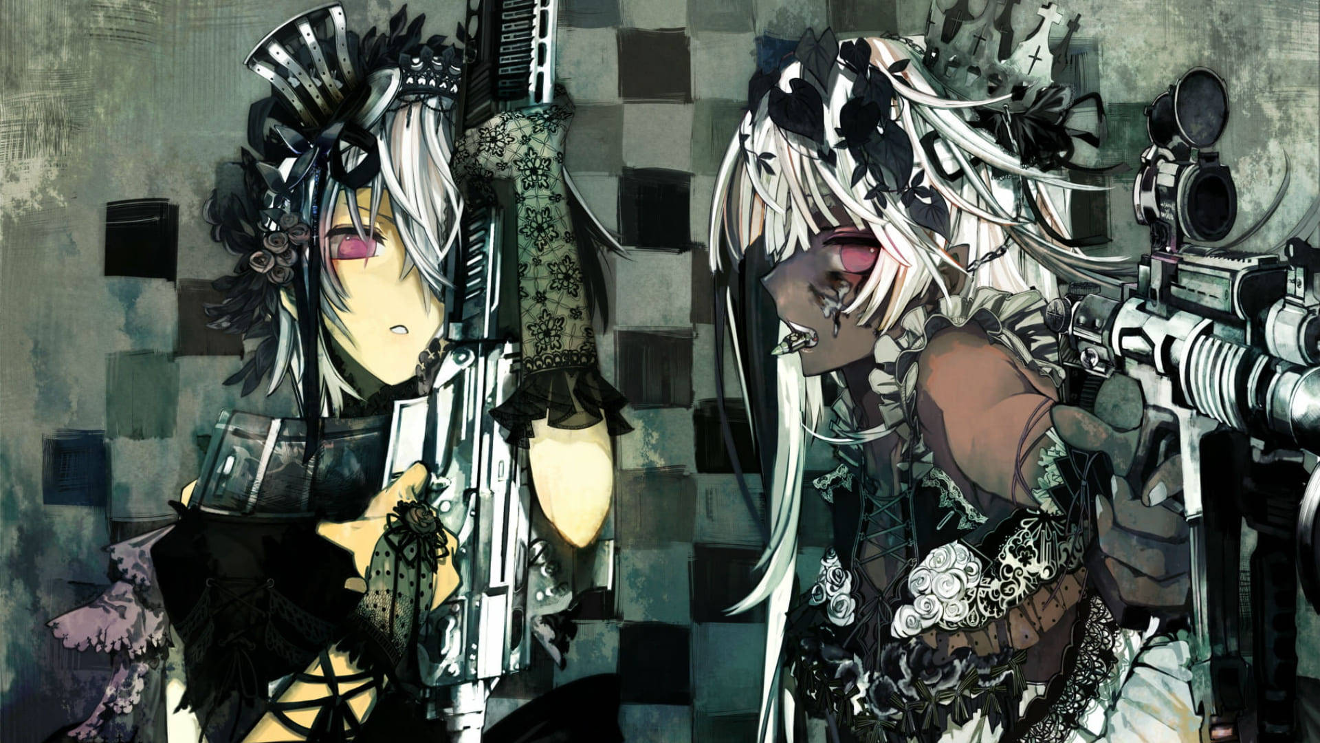 Goth Girls With Guns Background