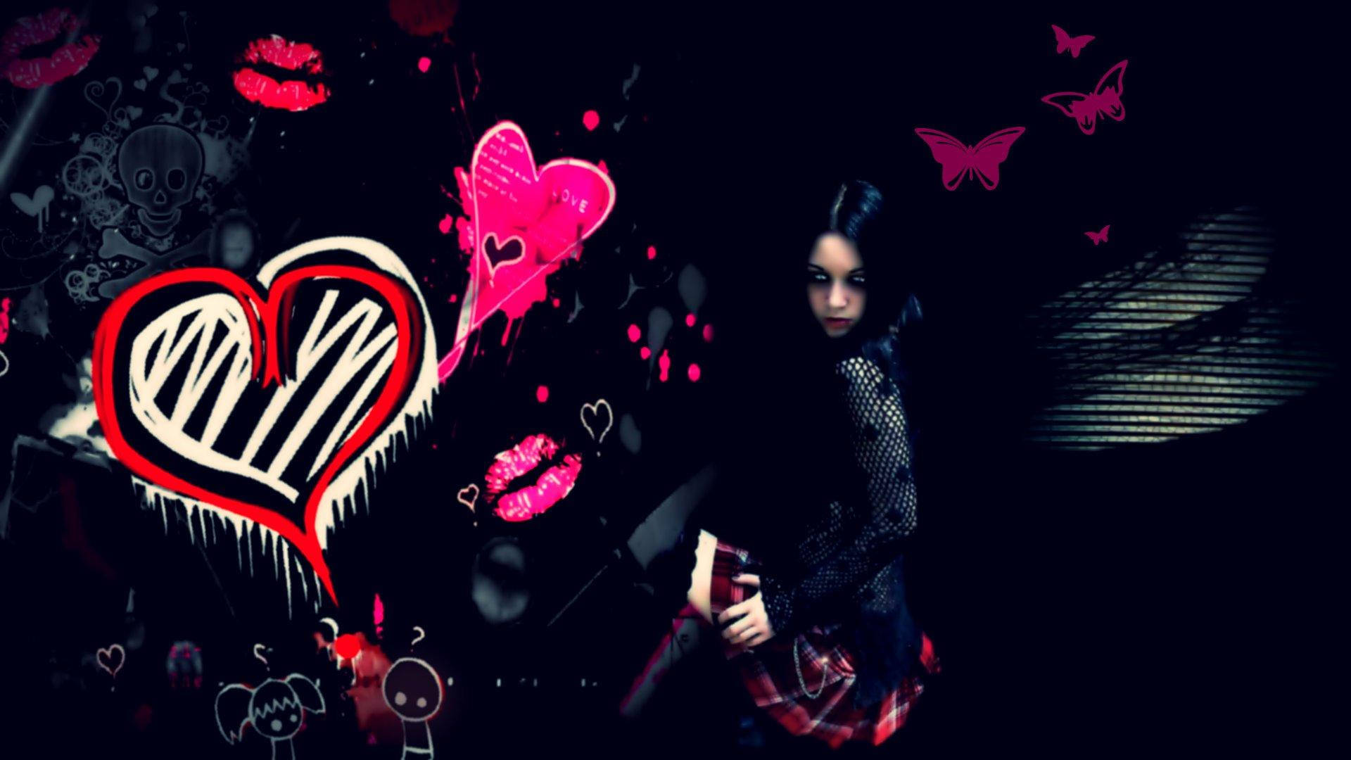 Goth Punk Girl Alone Background