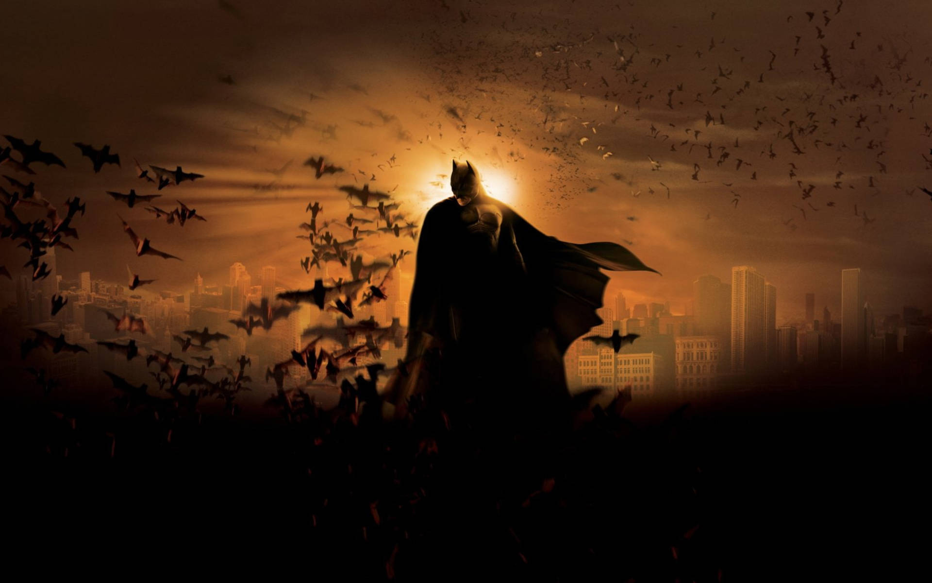 Gotham City Batman And Bats Background