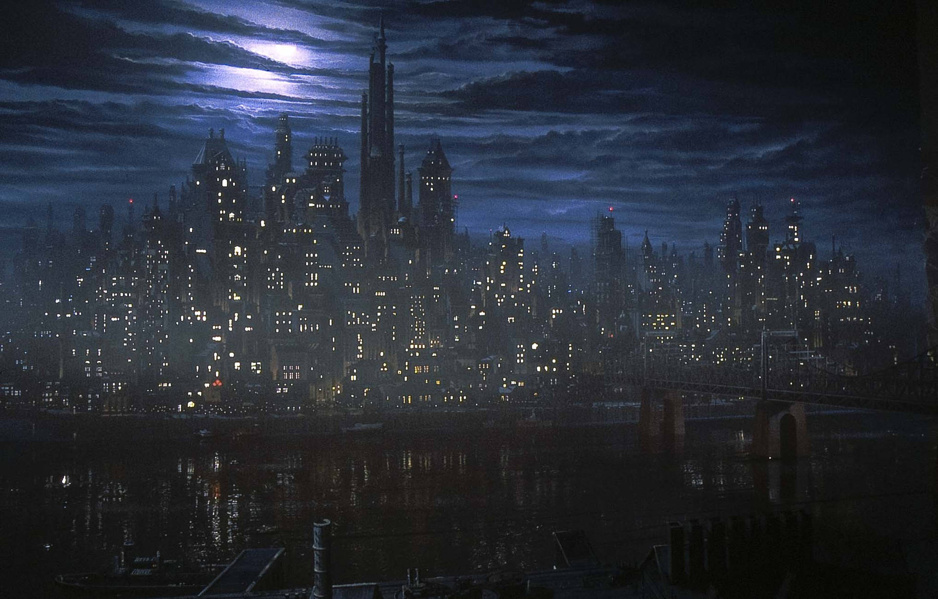Gotham City Gloomy Night Background