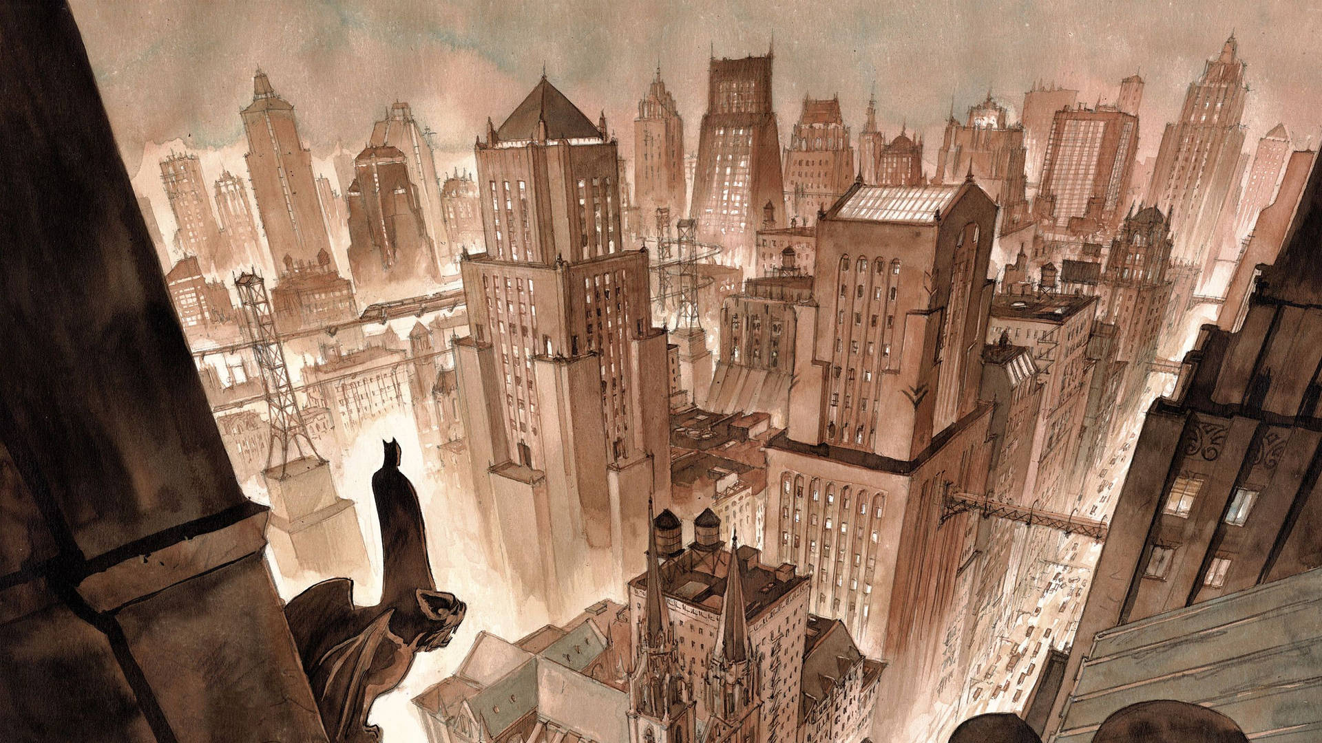 Gotham City Sepia Colour Background
