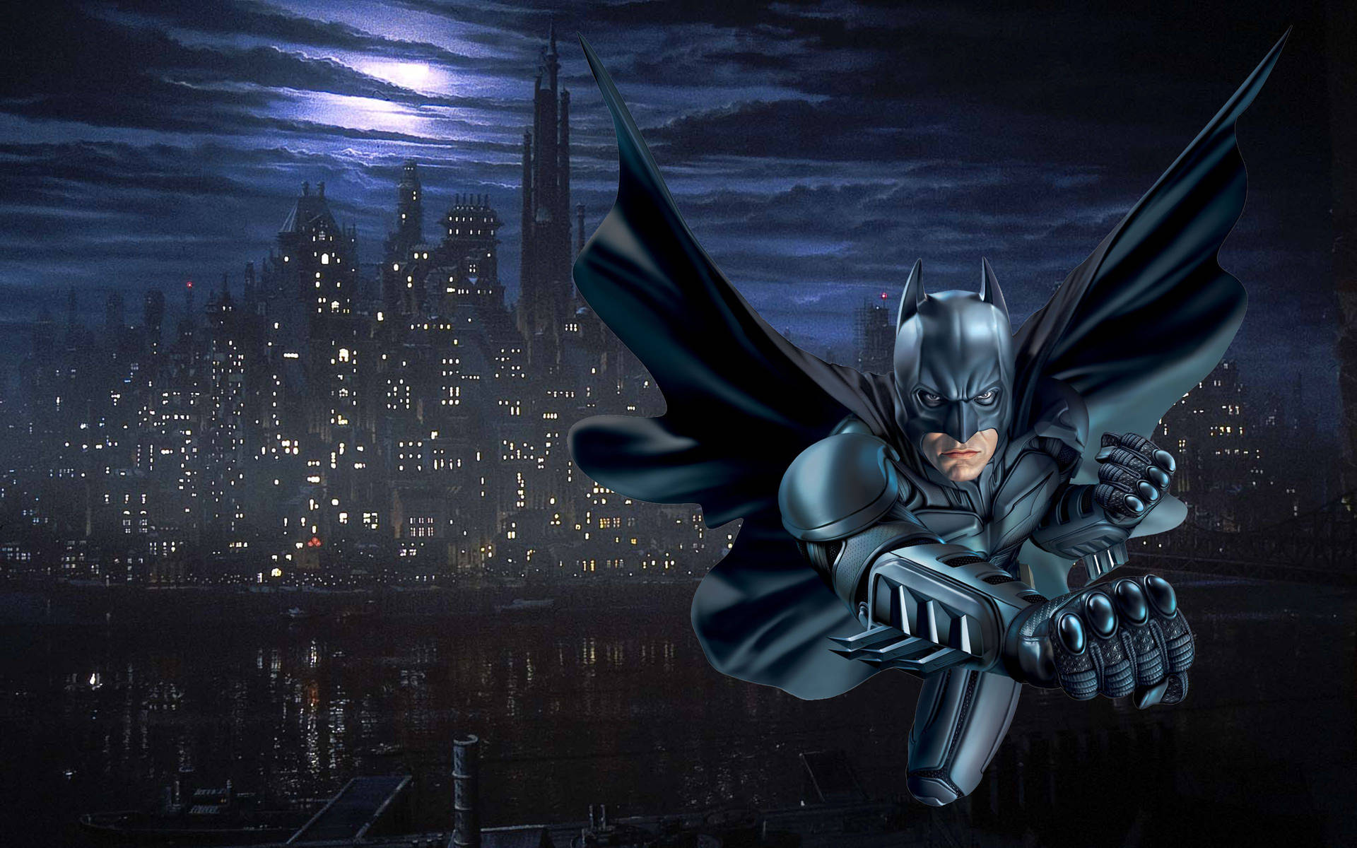 Gotham City Under The Moonlight Background
