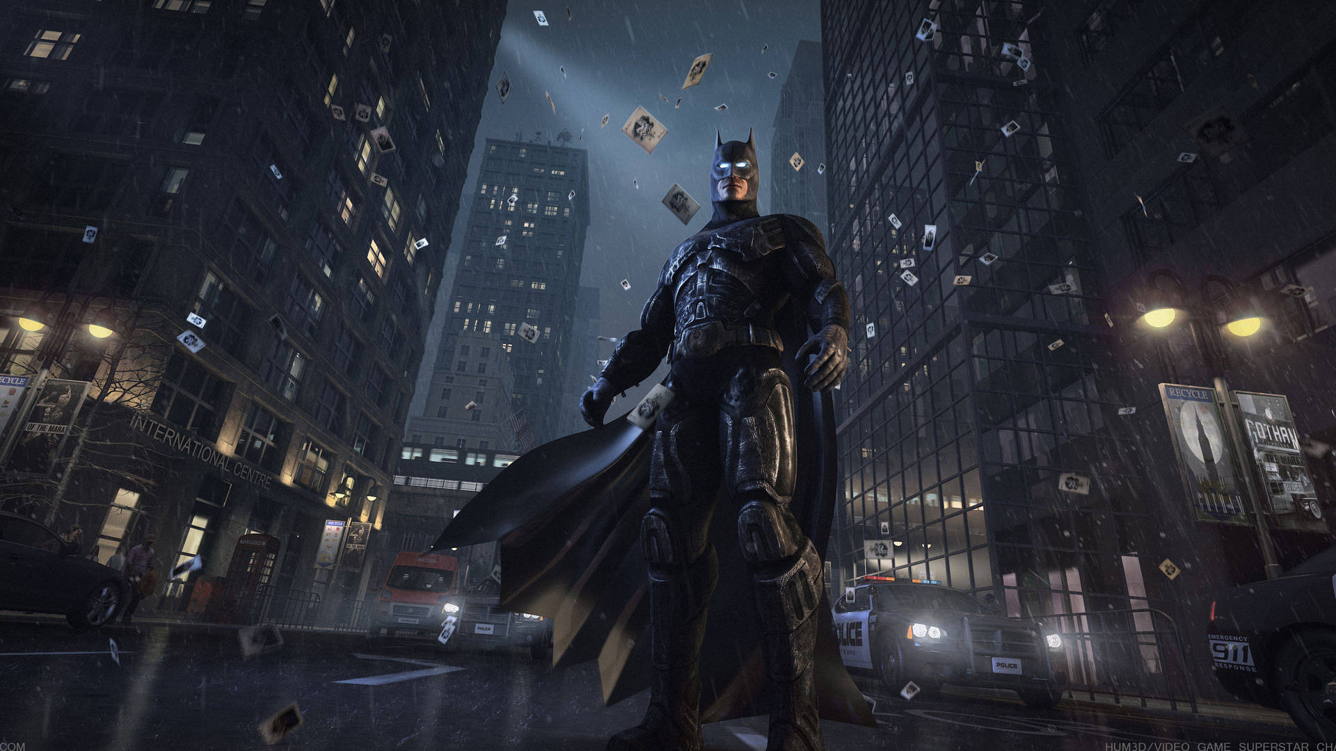 Gotham Street With Armored Batman Background