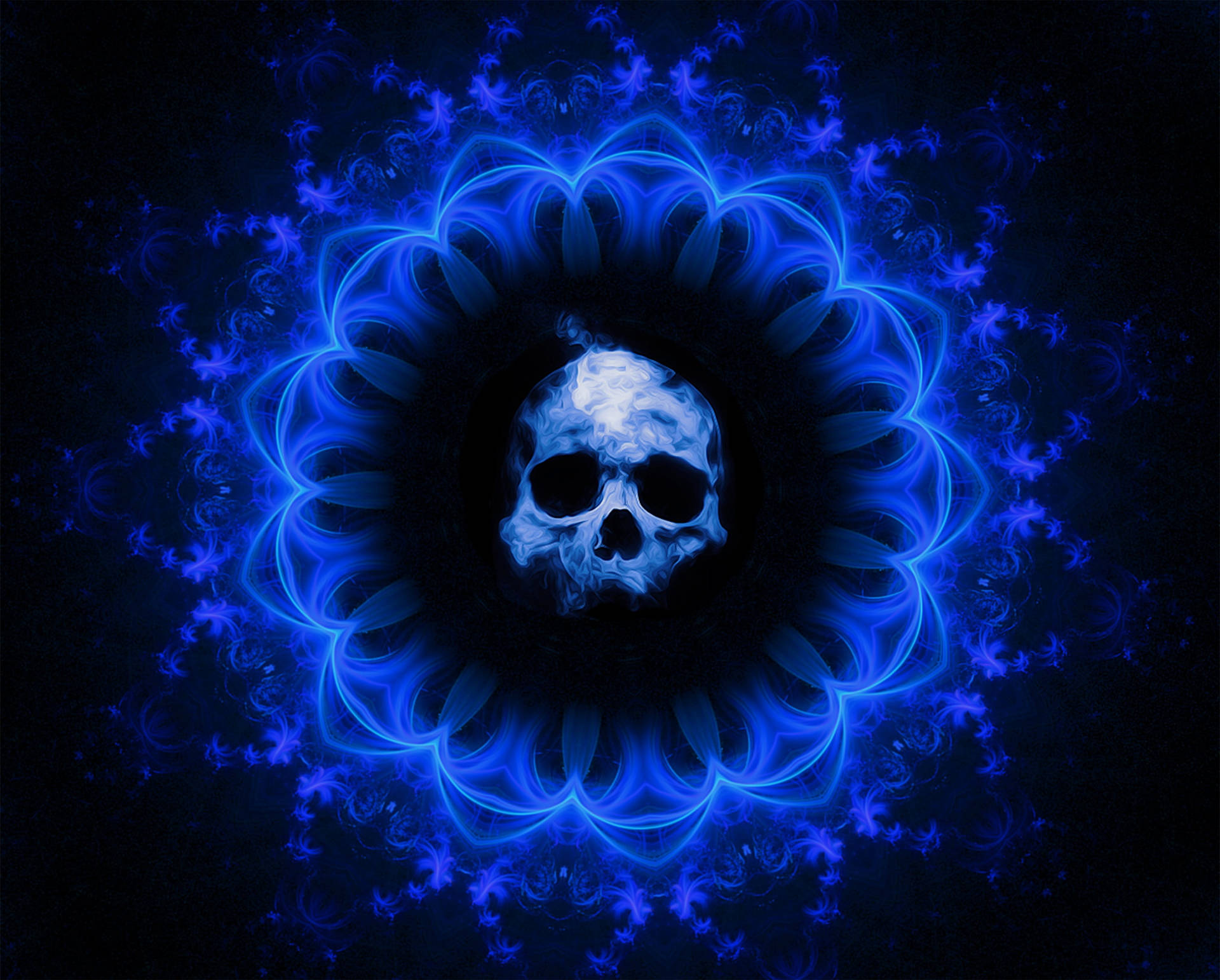 Gothic Blue Fire Skull Background