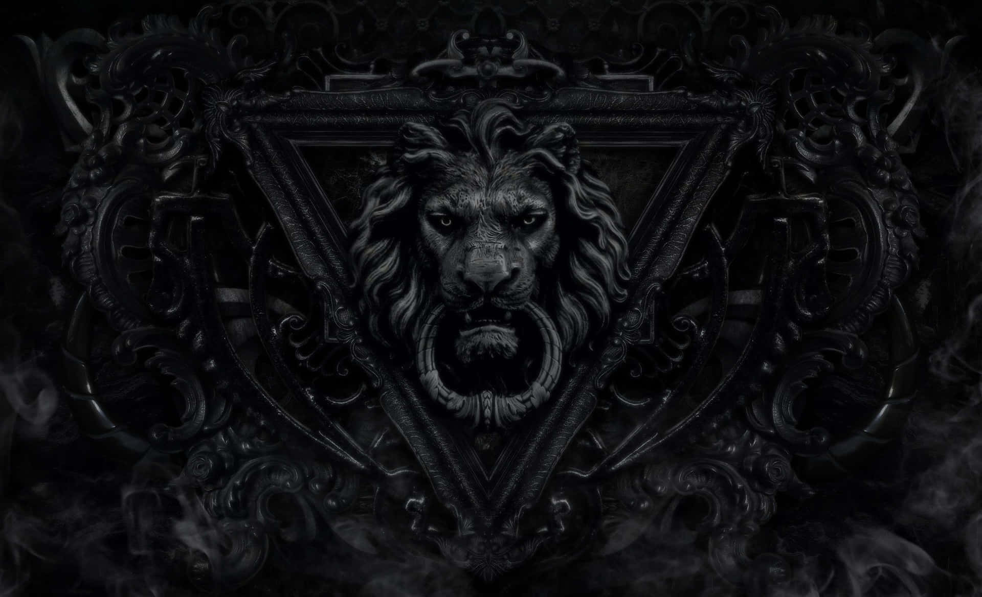 Gothic Computer Lion Door Knocker Background