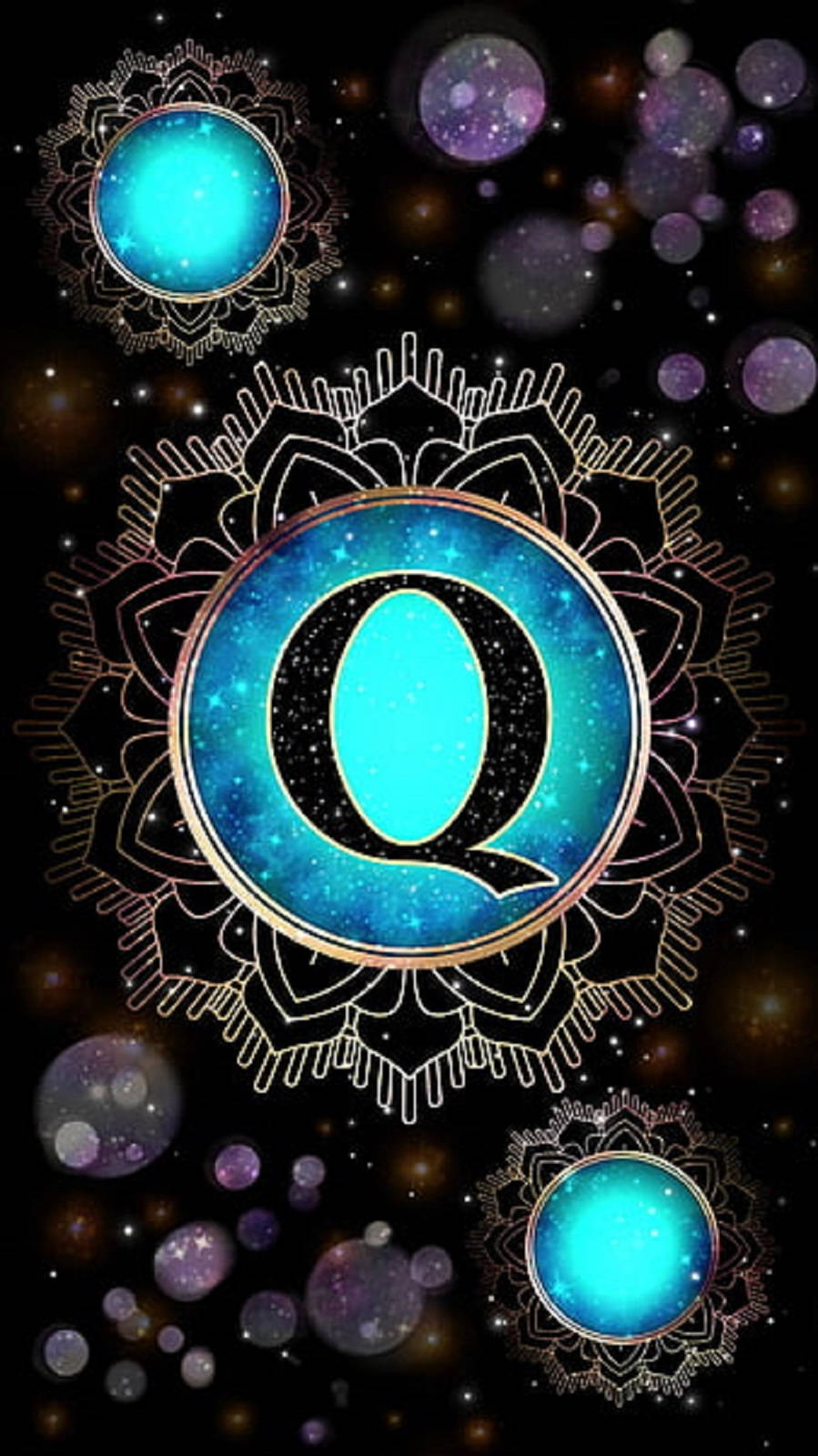 Gothic Mandala Letter Q Background