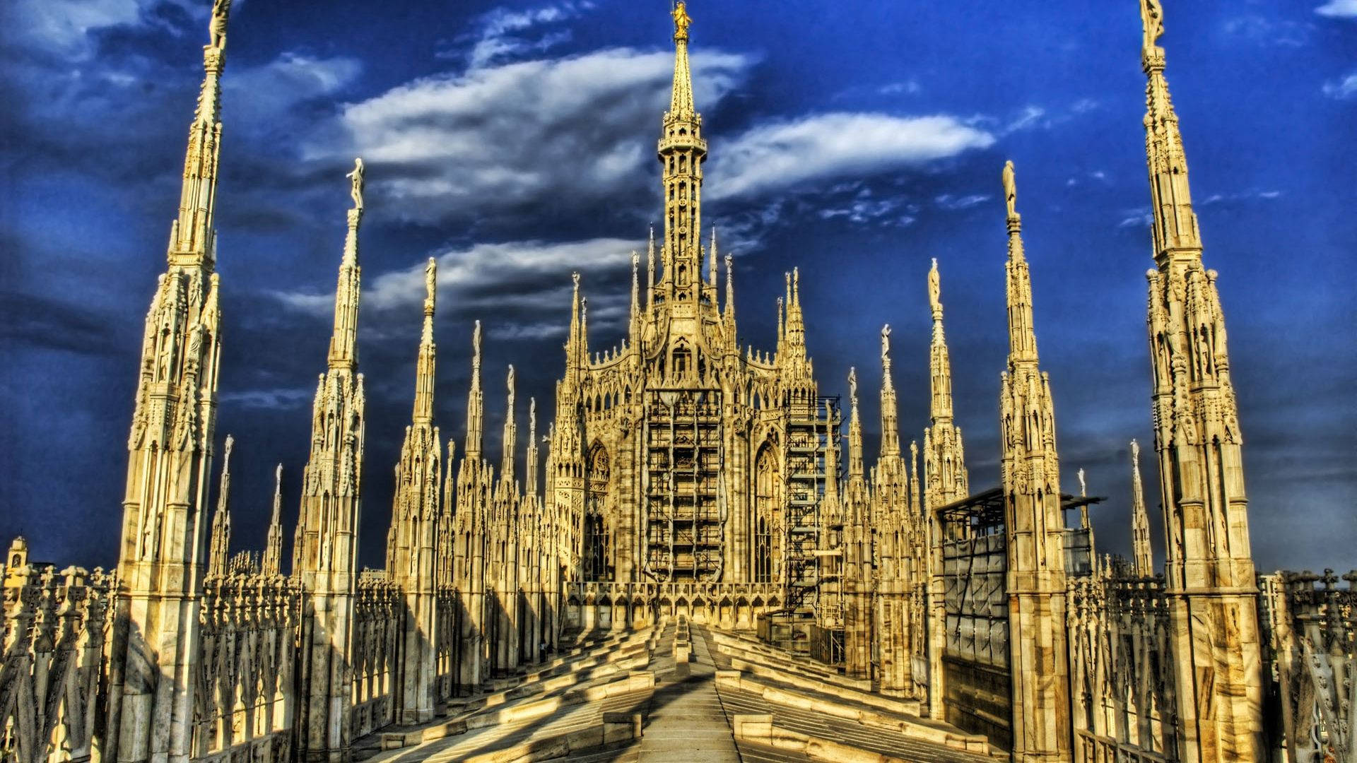 Gothic Milan Cathedral Roof Background