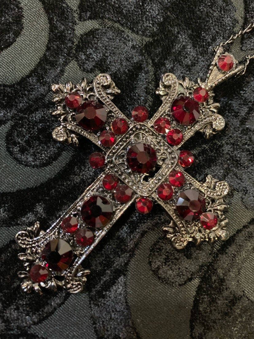 Gothic Red Crystal Cross Background