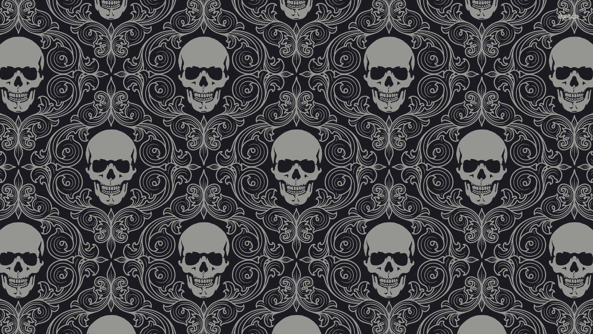 Gothic Skull Pattern Halloween Background Background