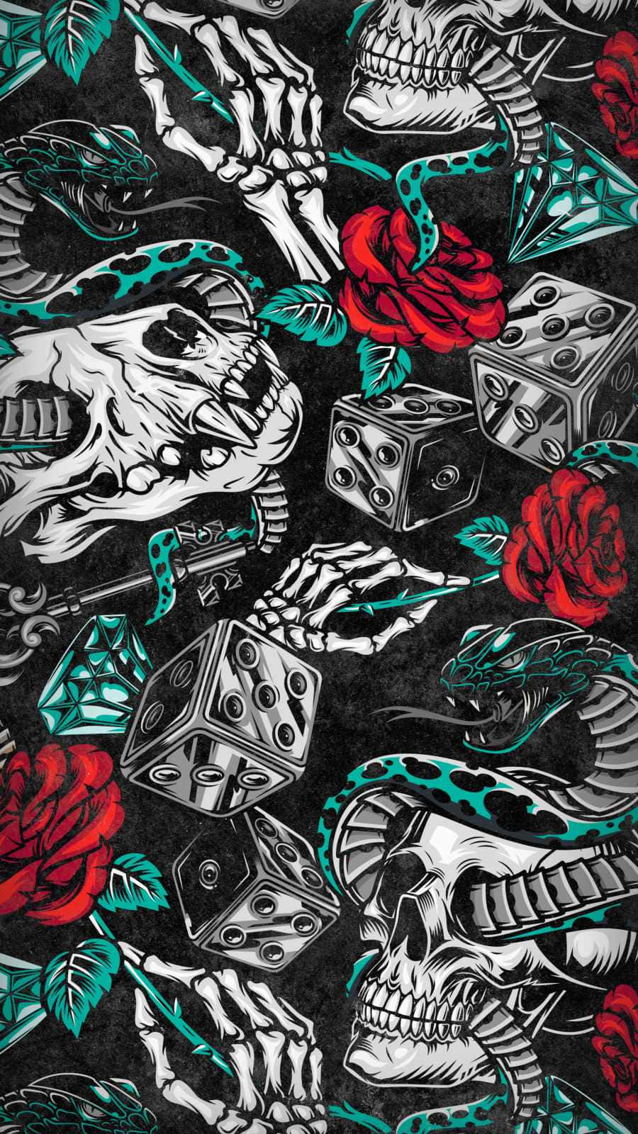Gothic Skullsand Roses Pattern