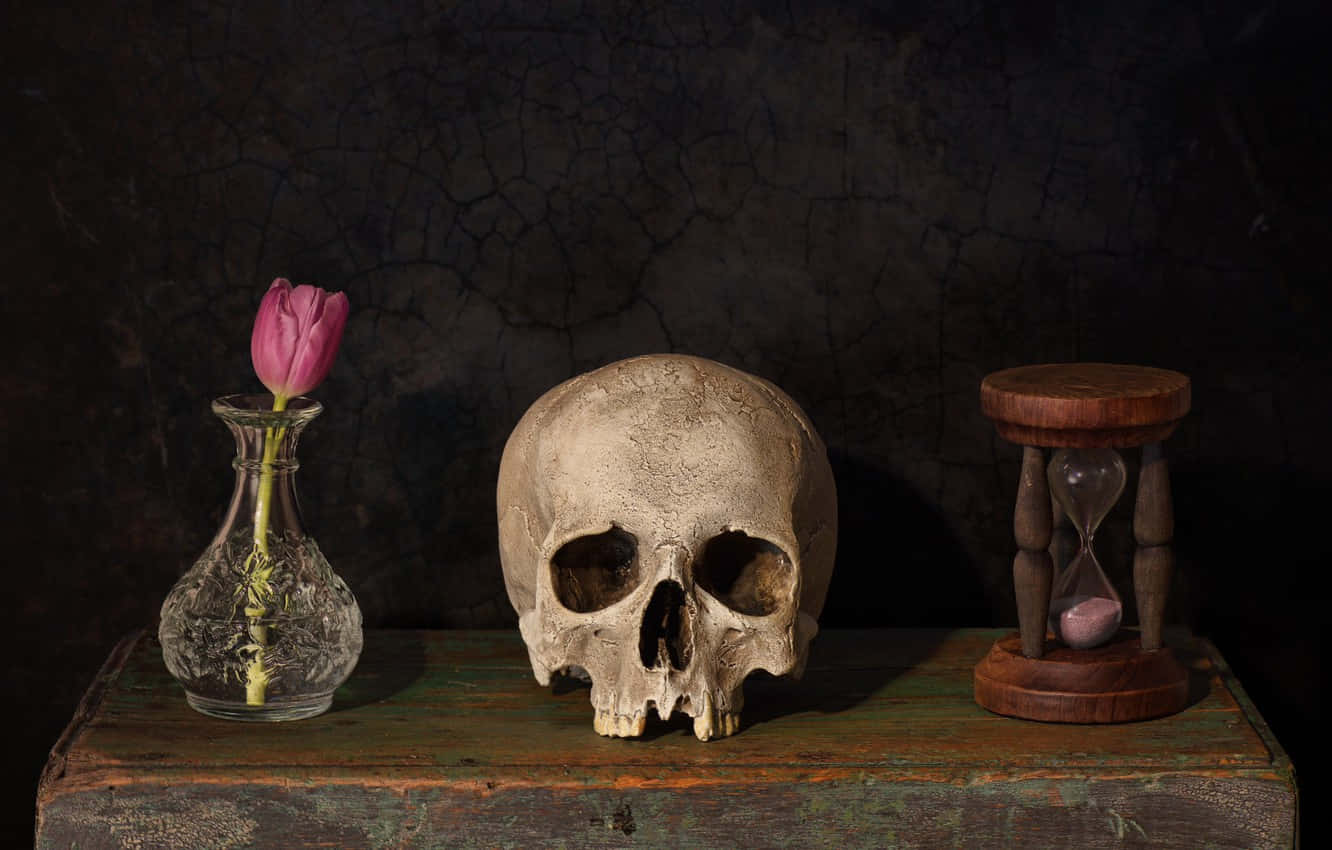 Gothic Style Desk Still Life Background