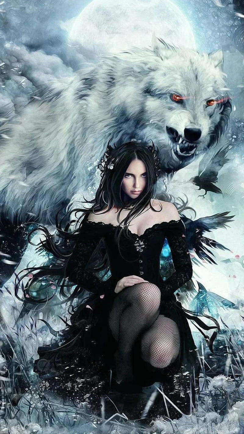 Gothic Wolf Girl In Mysterious Aura