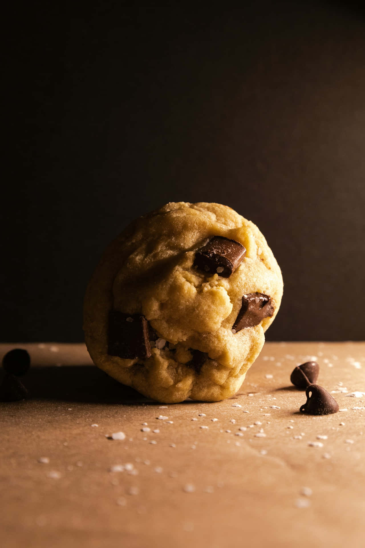 Gourmet Chocolate Chip Cookie Dark Background Background