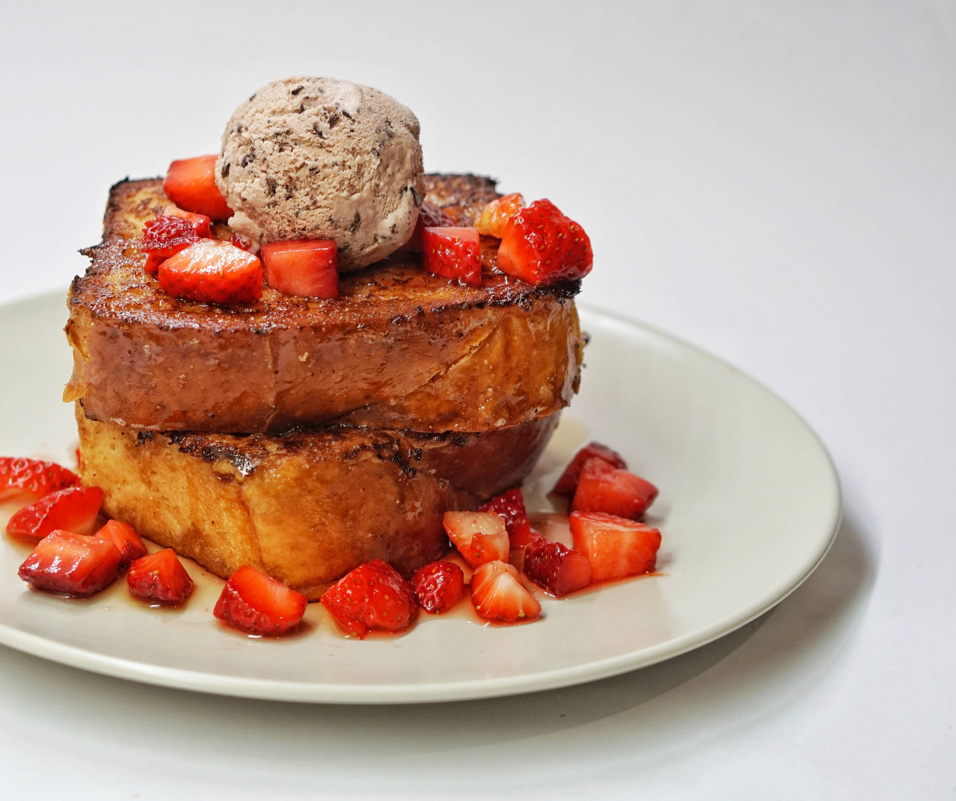 Gourmet Homemade French Toast With Berries And Powdered Sugar Background