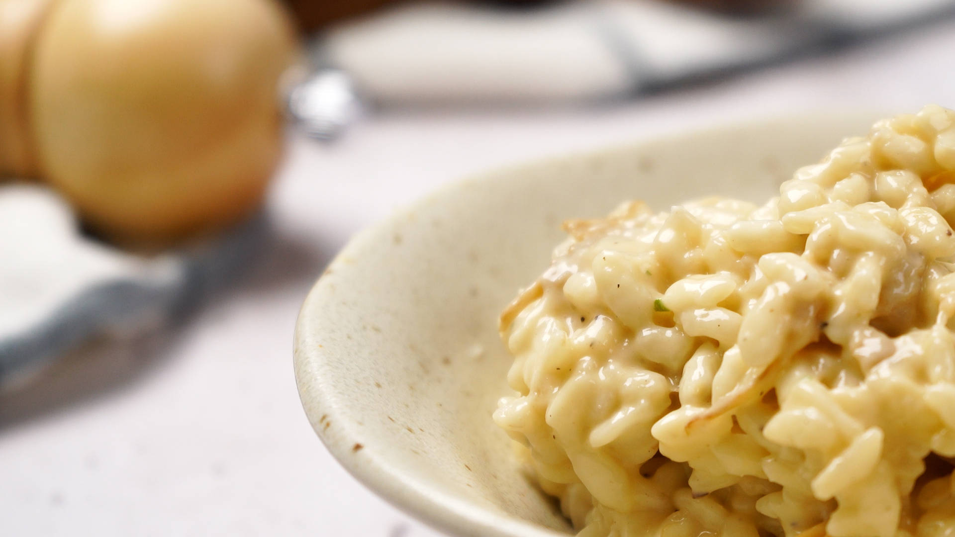 Gourmet Mushroom Risotto Serving Background