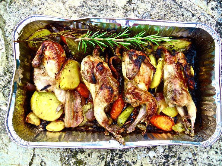 Gourmet Roasted Quails With Sliced Vegetables