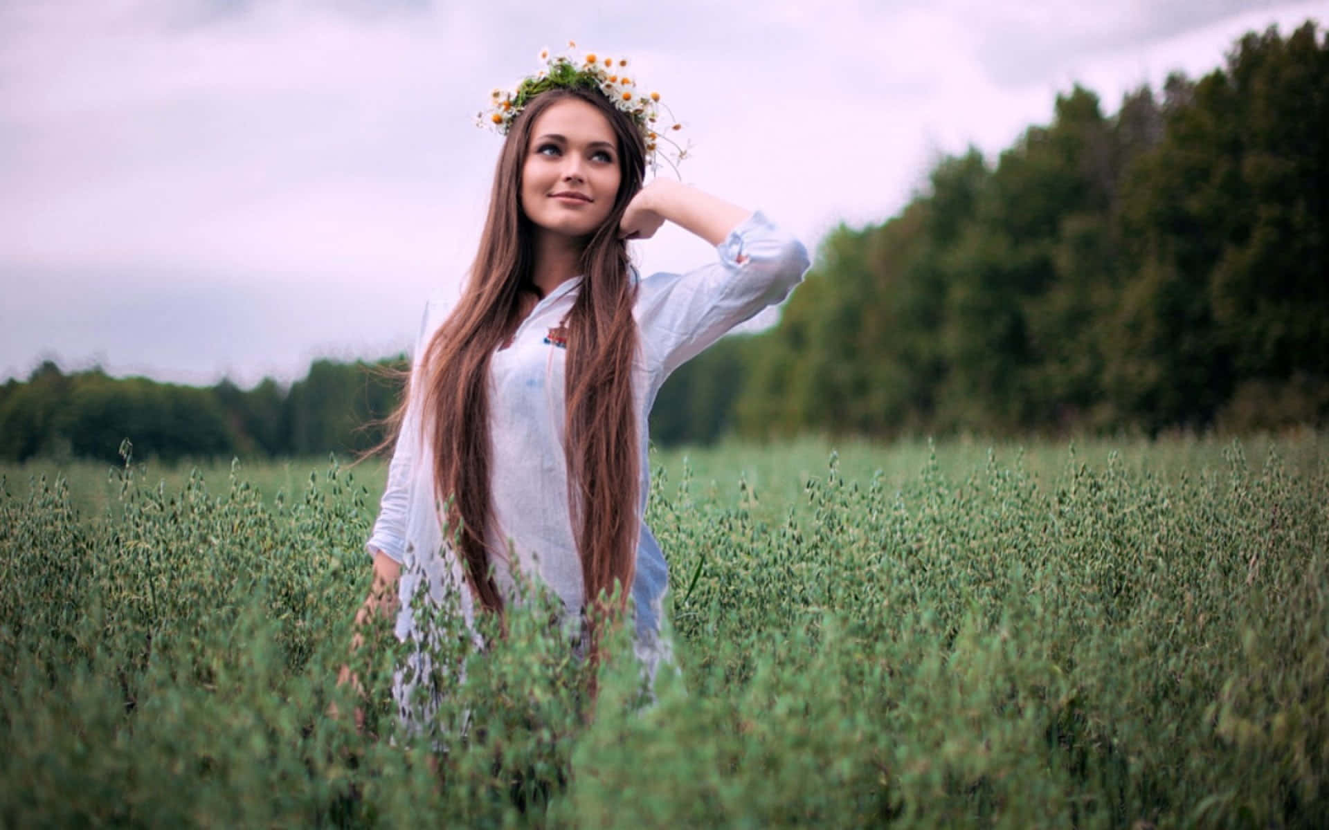 Graceful Amateur Model In Grass Field