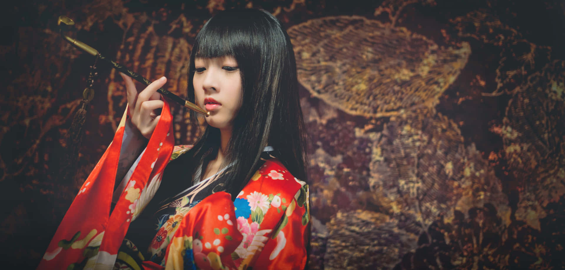 Graceful Japanese Women In Traditional Kimono