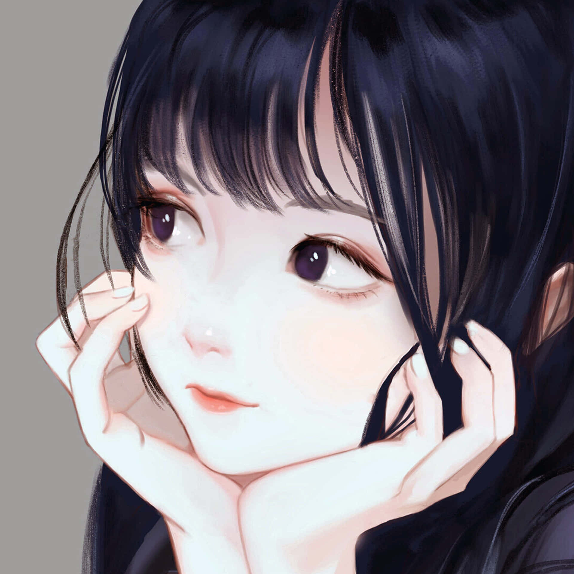 Graceful Korean Anime Girl With A Vividly Captivating Expression. Background
