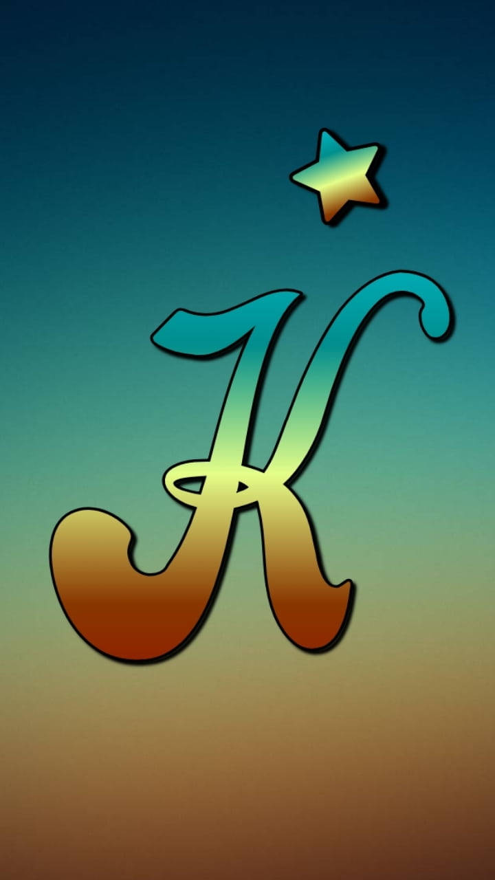 Gradient K Alphabet With Star Background