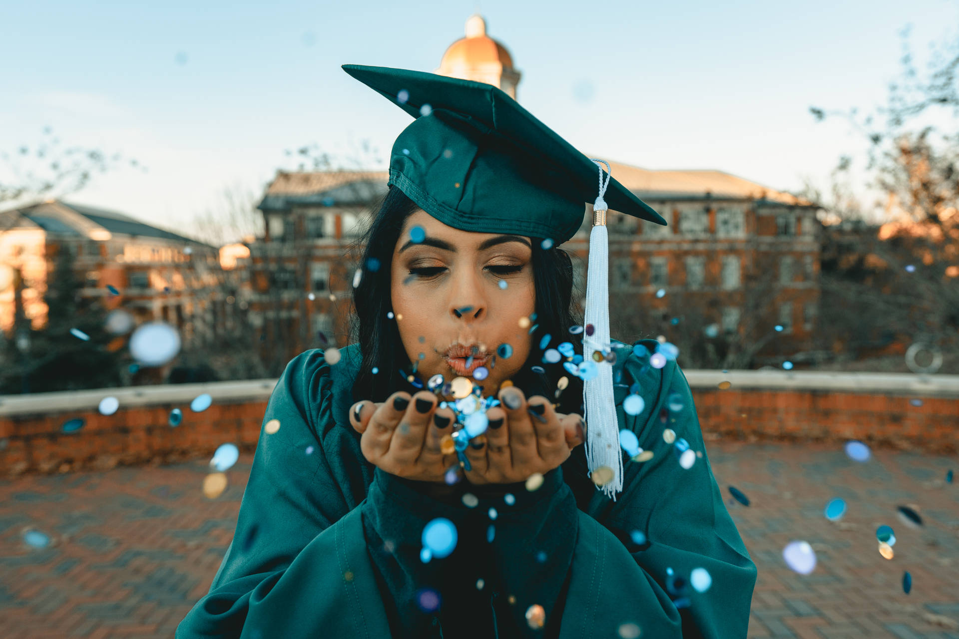 Graduate Woman Success Celebration Background