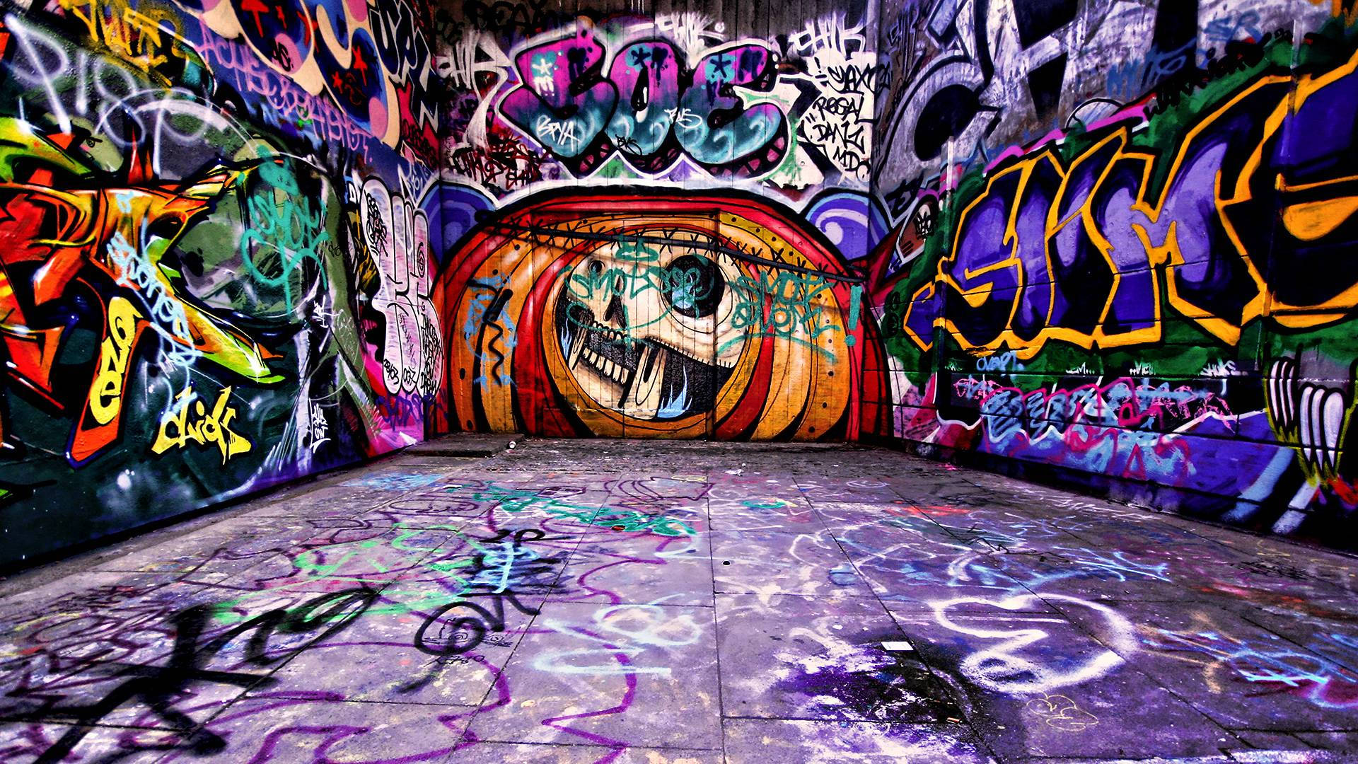 Graffiti On Walls And Floors Background