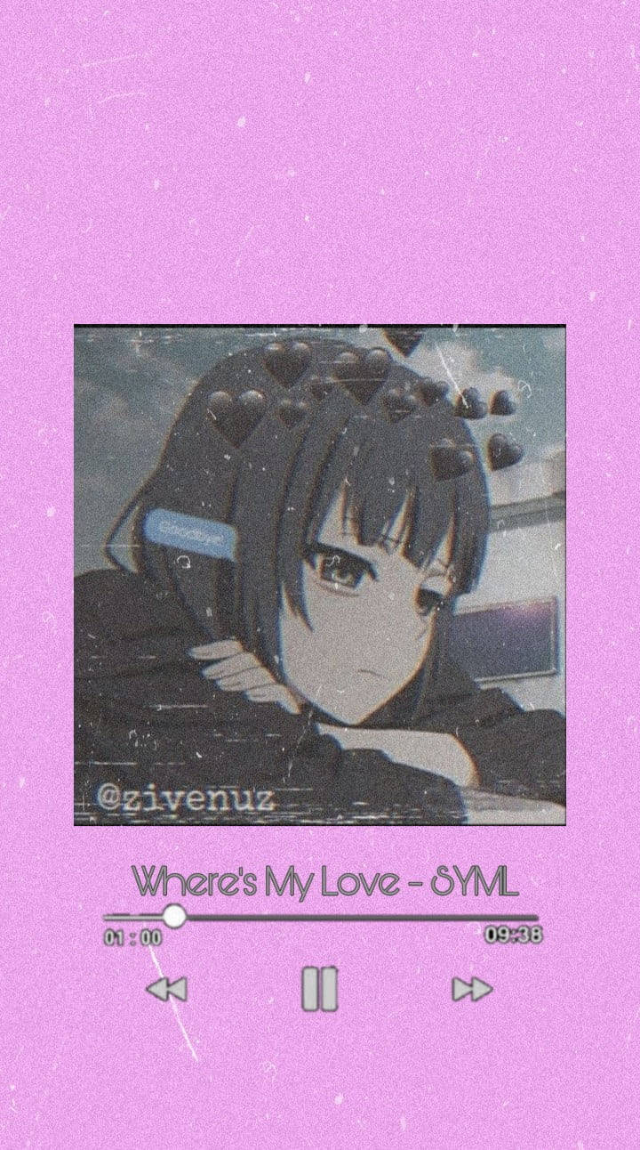 Grainy Pink Sad Aesthetic Anime Girl Background